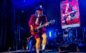 Lead signer of Bonfire a Tribute to AC/DC on stage.